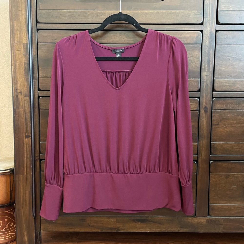 Ann Taylor Deep Mauve Long Sleeve Top
